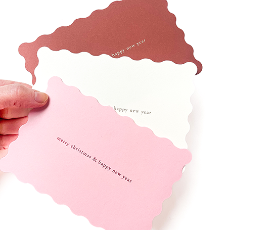 Carte - Merry Christmas & Happy New Year - letterpress sur Blanc