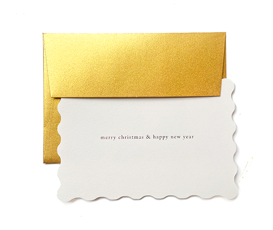 Carte - Merry Christmas & Happy New Year - letterpress sur Blanc