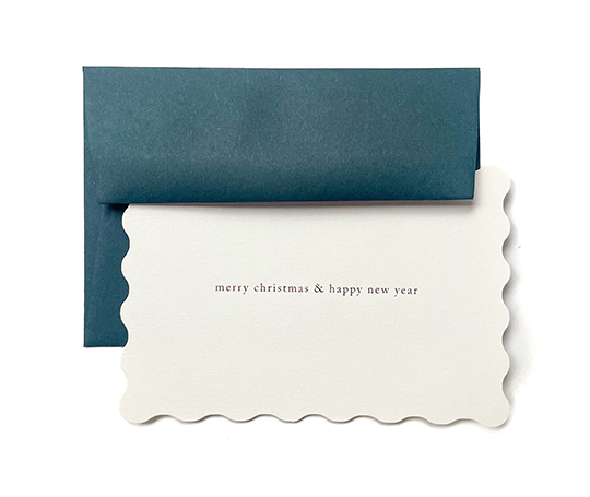 Carte - Merry Christmas & Happy New Year - letterpress sur Blanc