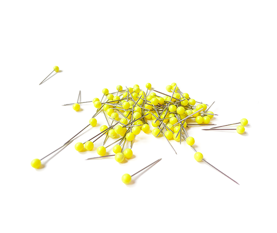 100 épingles jaunes fluo - 16 mm