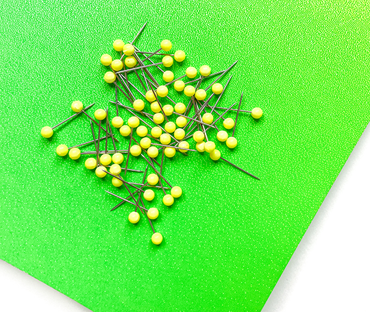 100 épingles jaunes fluo - 16 mm