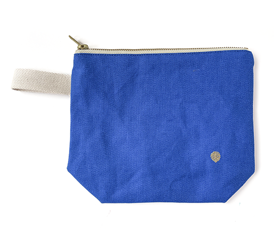 Grande pochette en coton - Bleu mécano