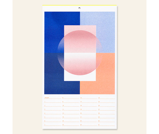 Calendrier d'anniversaires imprimé en risographie