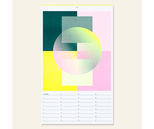 Calendrier d'anniversaires imprimé en risographie