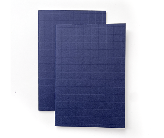 Carnet souple à couverture gaufrée et carreaux fluos - Bleu nuit