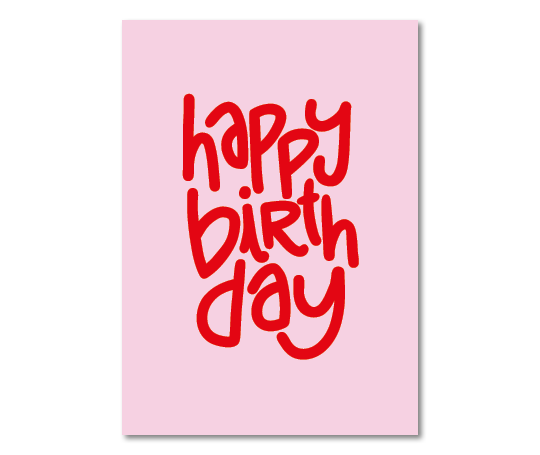 Carte A4 double - Big Pink Happy Birth Day
