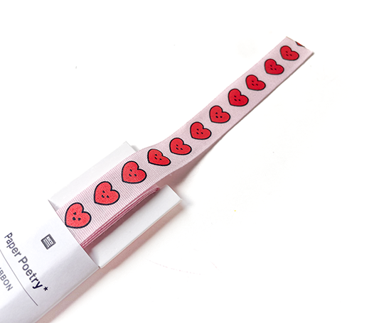 Ruban en taffetas - petits coeurs - 16mm