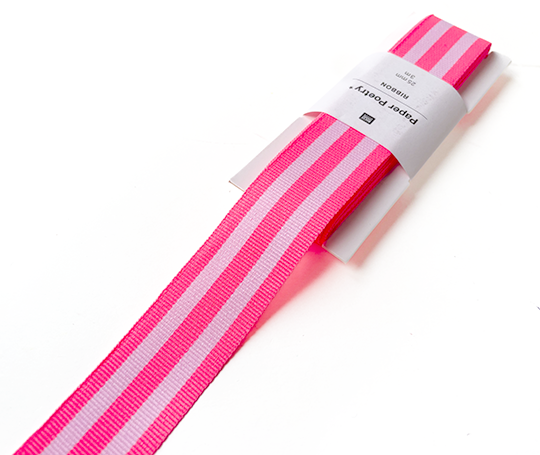 Ruban à rayures roses - 25 mm