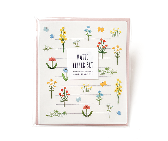 Set de papier à lettres avec autocollants - Fleurs