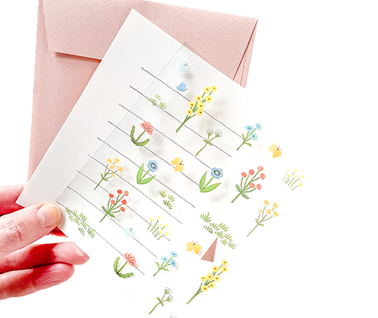 Set de papier à lettres avec autocollants - Fleurs