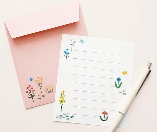 Set de papier à lettres avec autocollants - Fleurs