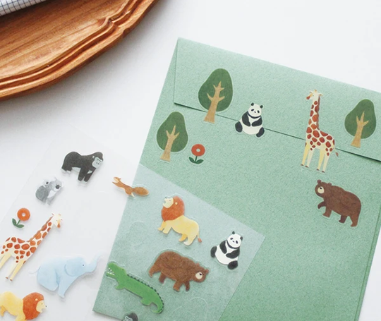 Set de papier à lettres avec autocollants - Zoo