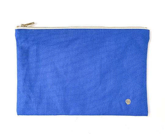 Grande pochette en coton - Bleu mécano