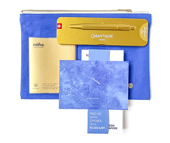 Grande pochette en coton - Bleu mécano