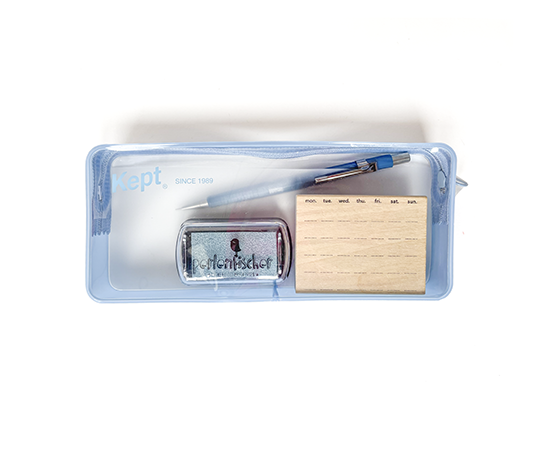 Plumier transparent Kept - Bleu