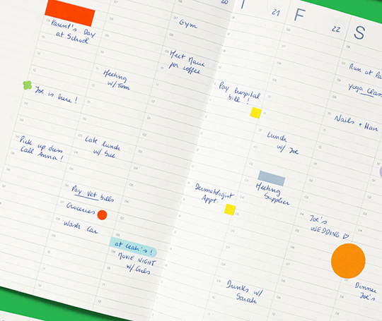 Mishmash - agenda non daté en colonnes - vert