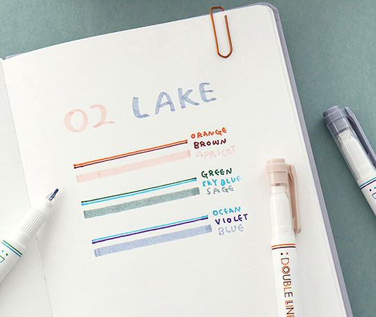 Feutres Double Line + surligneur - Lake