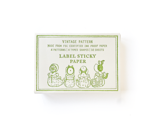 Boîte de 32 étiquettes autocollantes - Vintage