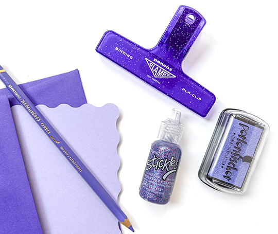 Penco - pince en plastique Clampy Pla-clip - mauve à paillettes