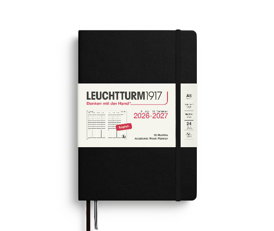 Leuchtturm agenda 26/27 A5 rigide en colonnes - Noir