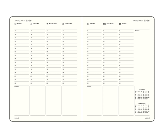 Leuchtturm agenda 26/27 A5 rigide en colonnes - Forest