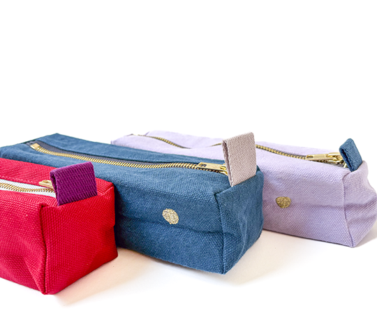 Trousse à crayons Iona en coton bio - Lilas