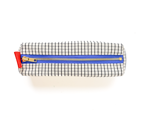 Trousse à crayons Iona en coton bio - Stylo bleu