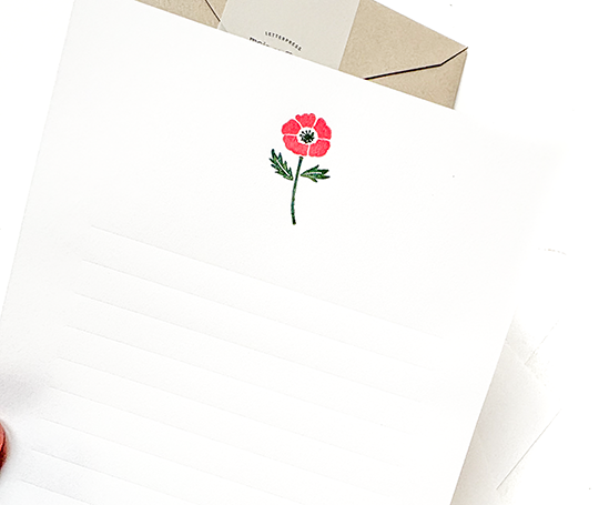 Set de papier à lettres en letterpress - Anémone