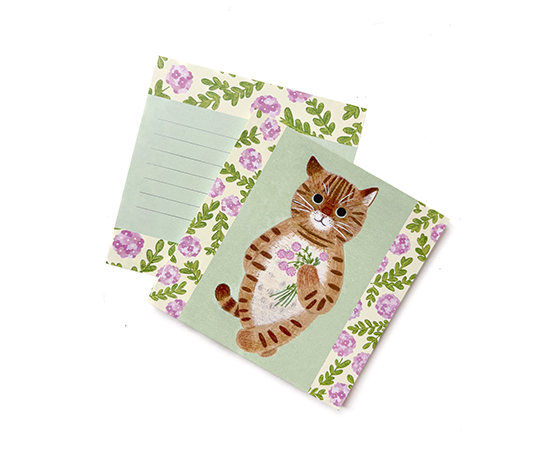 Papier à lettres carré - Chat tigré