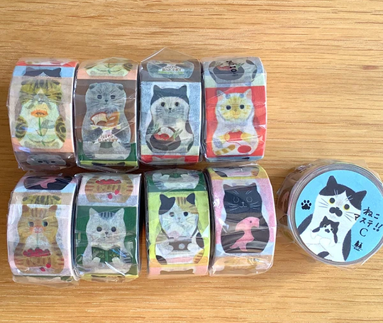 Washi tape 24 mm - Chat qui porte des trucs