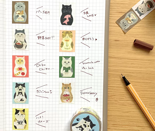 Washi tape 24 mm - Chat qui porte des trucs