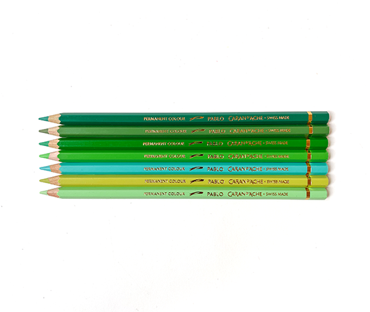 Caran d'Ache - Pablo crayon de couleur - les verts