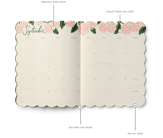 Rifle Paper Co. - Agenda académique 26/27 mensuel