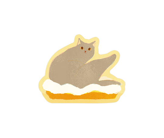 Autocollant - Chat sur tarte à la crème