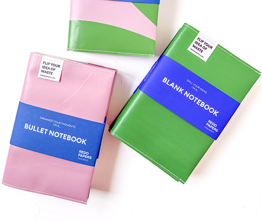 Redopapers - Carnet en chutes de papier et bâche upcyclée