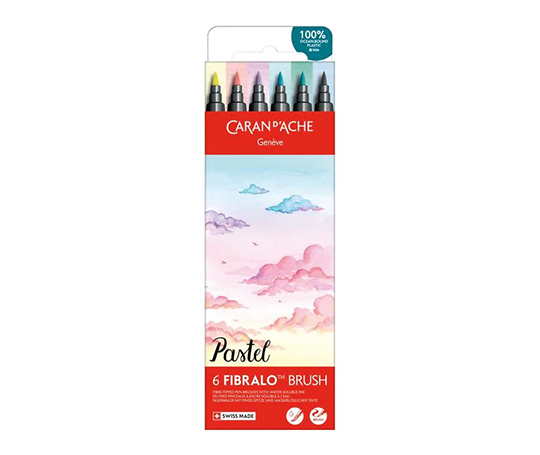 Caran d'Ache - Pochette de 6 feutres Fibralo Brush - Pastel