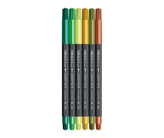 Caran d'Ache - Pochette de 6 feutres Fibralo Brush - Botanic