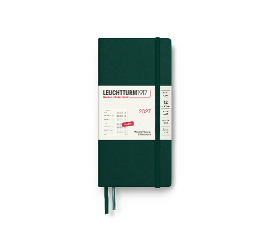 Leuchtturm - agenda 2027 Wallet rigide semaine&notes dots - Forest