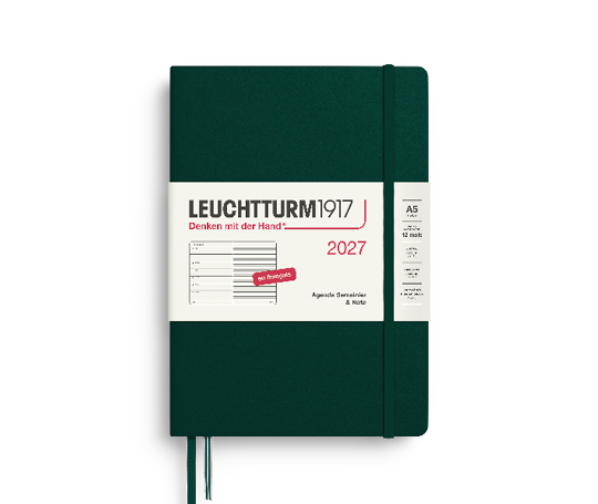 Leuchtturm - agenda FR 2027 A5 - rigide semaine&notes - Forest