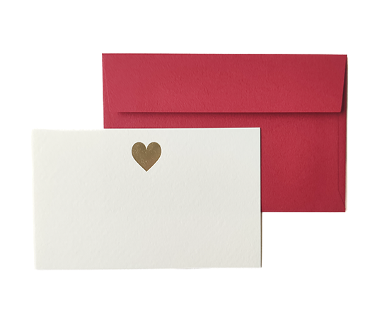 Mini set de 5 cartes & enveloppes en letterpress - Coeur