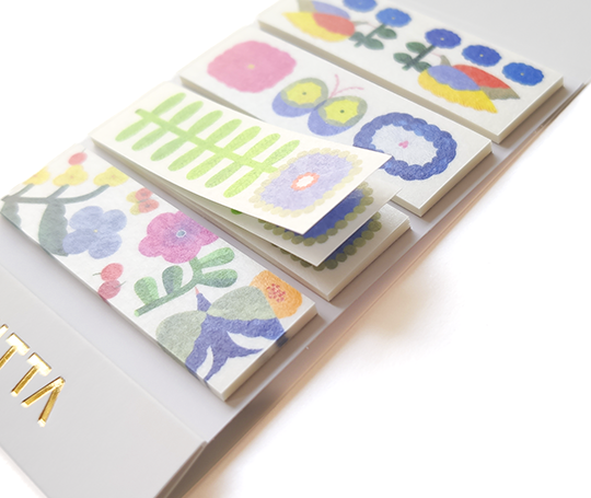 Kitta - Pochette de washi prédécoupé - Fleurs & oiseaux