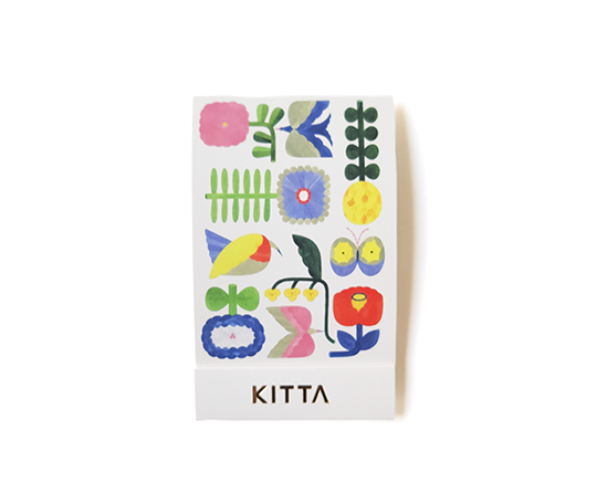 Kitta - Pochette de washi prédécoupé - Fleurs & oiseaux