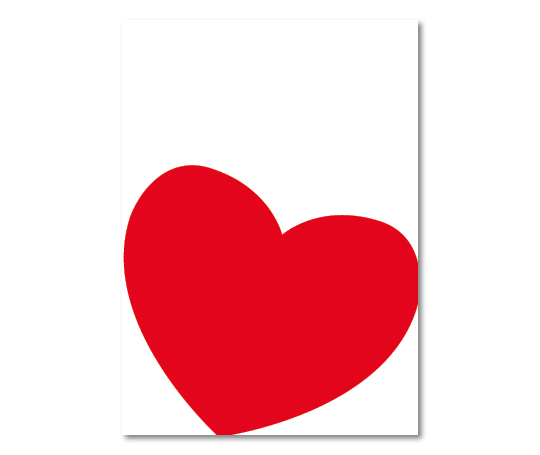 Carte A4 double - Le gros coeur rouge