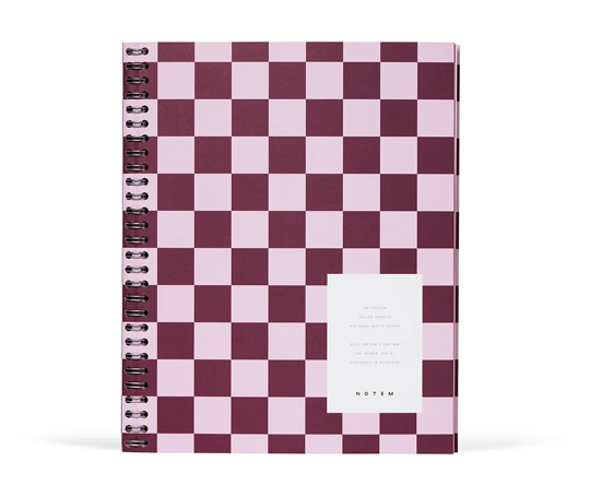 Notem - NELA Carnet à spirales - Bordeaux Check (L)