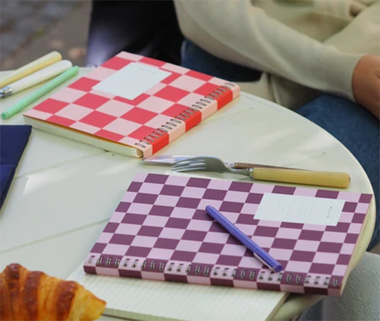 Notem - NELA Carnet à spirales - Bordeaux Check (L)
