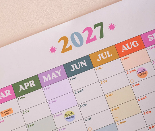 Calendrier 2027 - Affiche 49x70 (portrait)