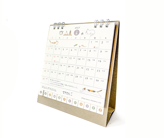 Midori - Mini calendrier de bureau 2027 - Chats