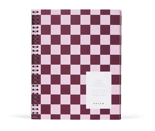 Notem - NELA Carnet à spirales - Bordeaux Check (L)