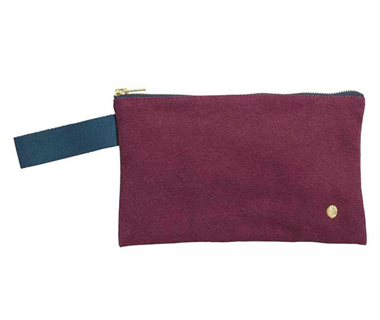 Pochette allongée en coton avec anse - Wine