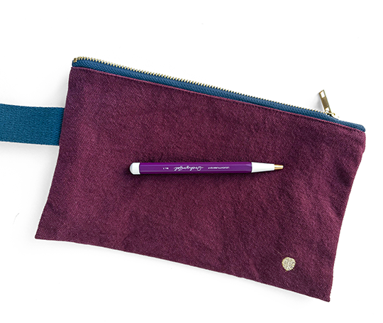 Pochette allongée en coton avec anse - Wine